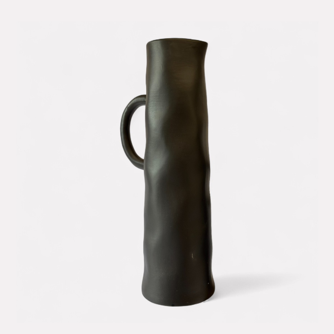 Savannah Pitcher-Style, Terracotta Vessel, Handpainted in Jet Black