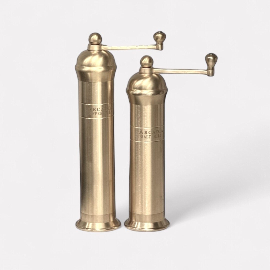 Auric, Vintage European Salt & Pepper Mill, Solid Brass, Timeless and Elegant Grinders