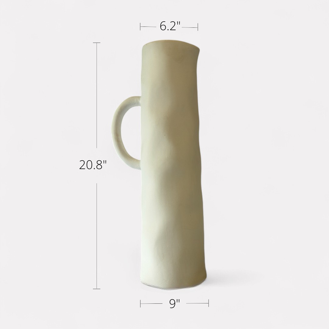 Savannah Pitcher-Style, Terracotta Vessel, Handpainted in Oyster White