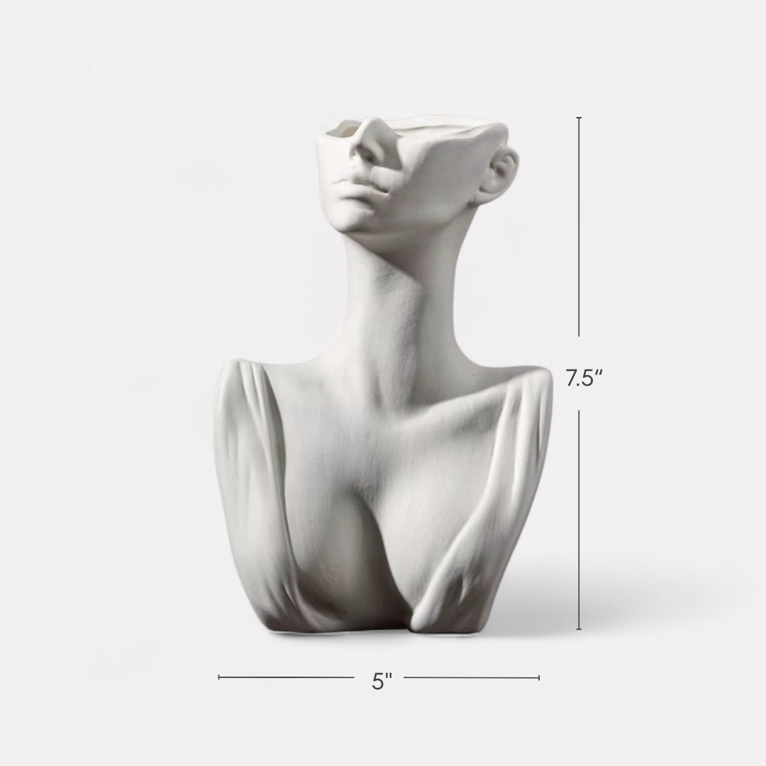 Selene,Timeless Muse Ceramic Vase, Matte Finish, 5"W x 7.5"H