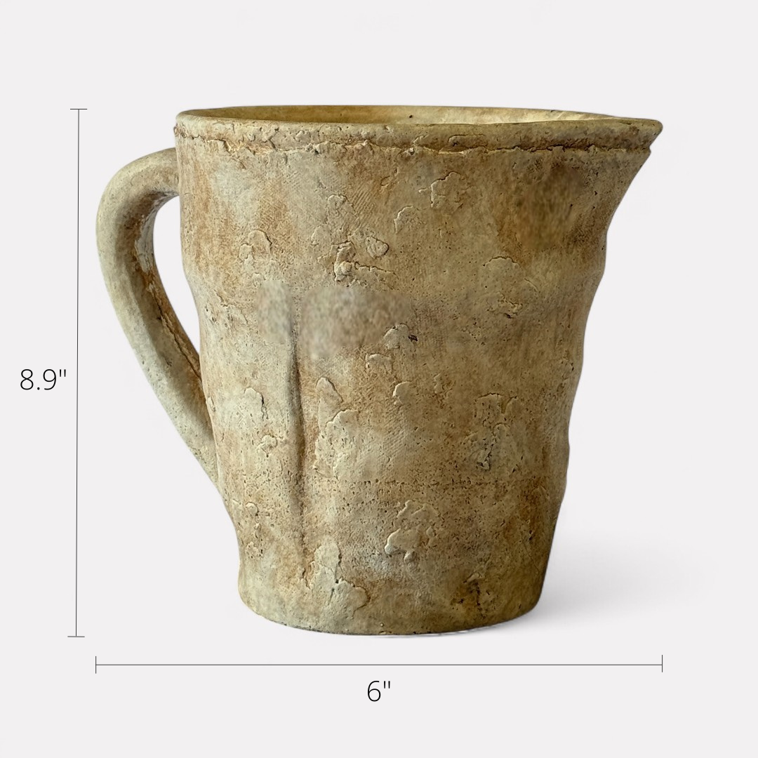 Valencia Carafe-Style Cement Planter, Hand-Painted in Aged White, 6"D x 8.9"H