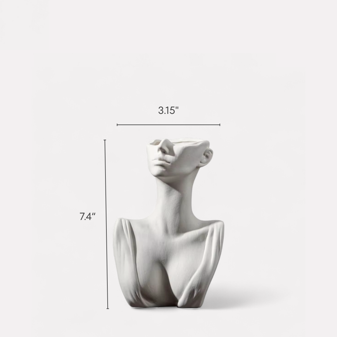 Selene,Timeless Muse Ceramic Vase, 3.15"L x 7.4"H