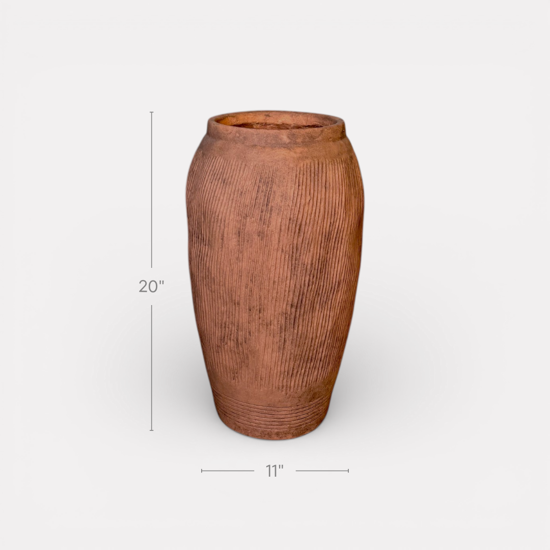 Pompeii Colossus, Fiber Clay Vessel in Burnt Sienna 11"D x 20"H