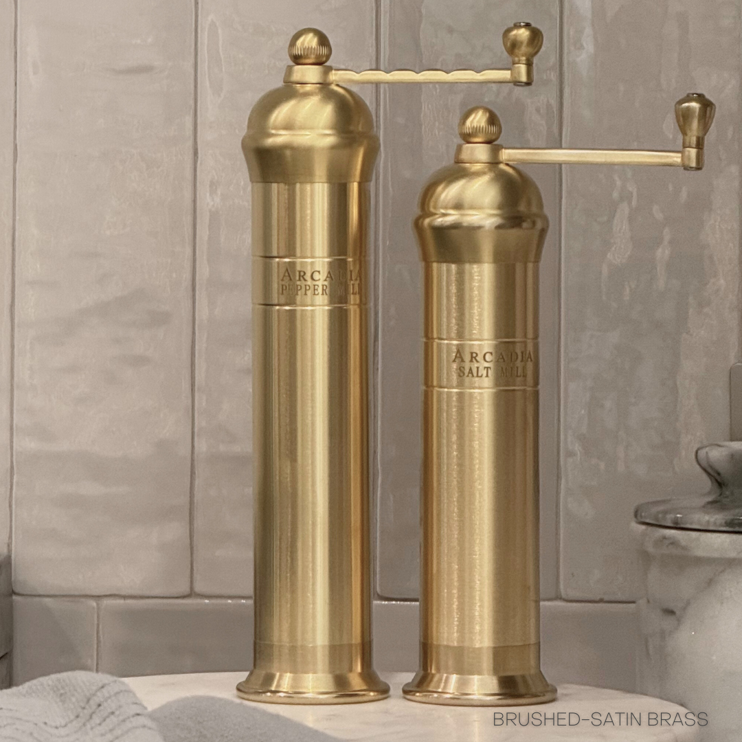 Auric, Vintage European Salt & Pepper Mill, Solid Brass, Timeless and Elegant Grinders