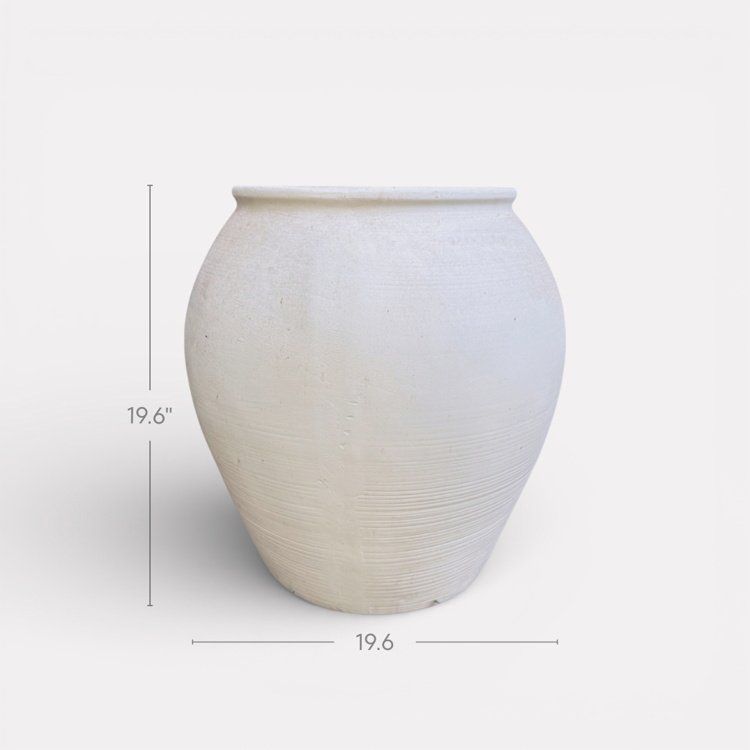 Cyprus XL, Fiber Clay Pot, Hand-painted in Clamshell, 19.6"D x 19.6"H