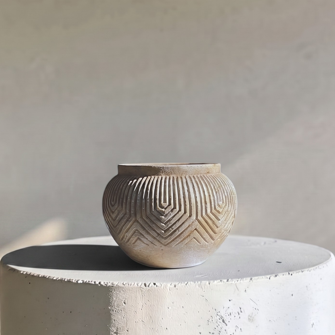 Linden Concrete Vessel, 8"D X 6"H