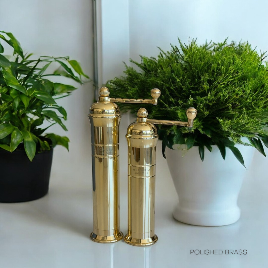 Auric, Vintage European Salt & Pepper Mill, Solid Brass, Timeless and Elegant Grinders