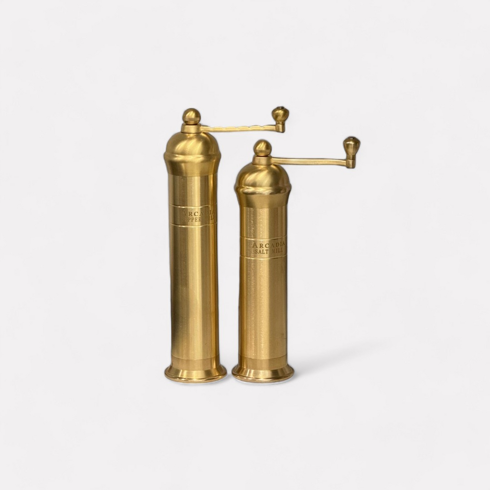 Auric, Vintage European Salt & Pepper Mill, Solid Brass, Timeless and Elegant Grinders