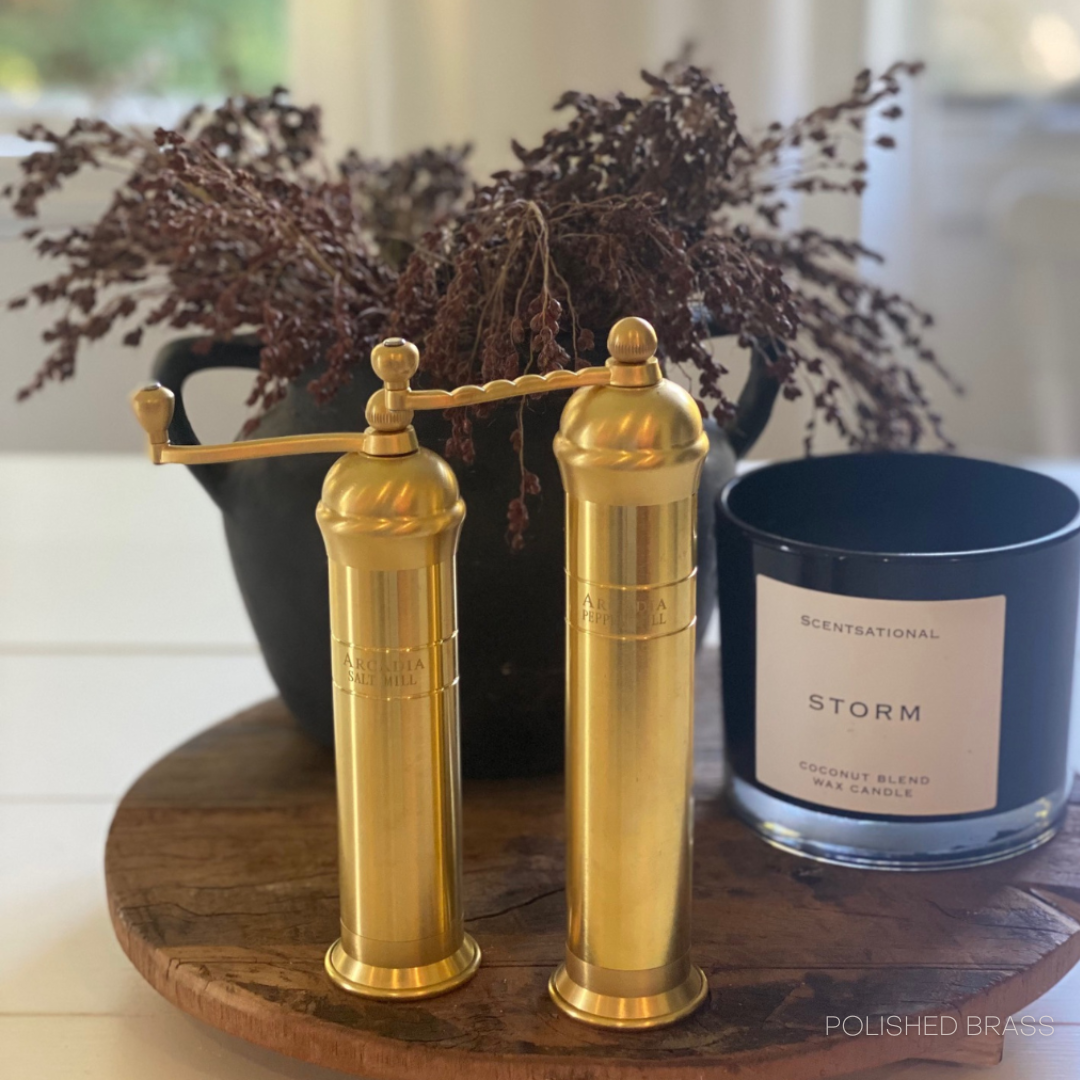 Auric, Vintage European Salt & Pepper Mill, Solid Brass, Timeless and Elegant Grinders