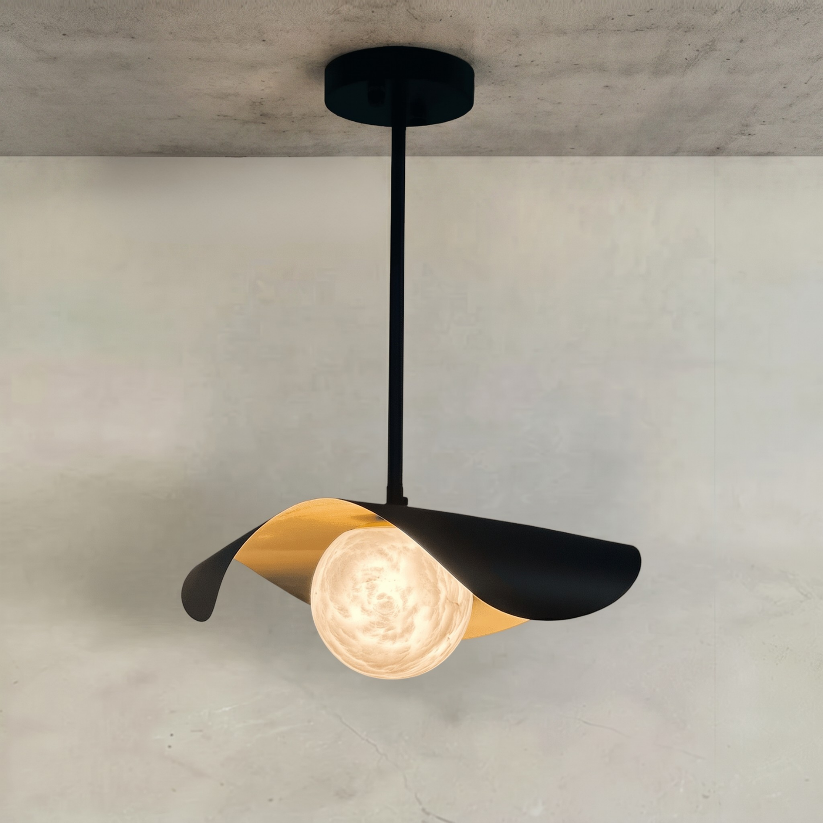 Aurelian Alabaster Stone & Brass with Elegant Hat Feature, Custom Pendant