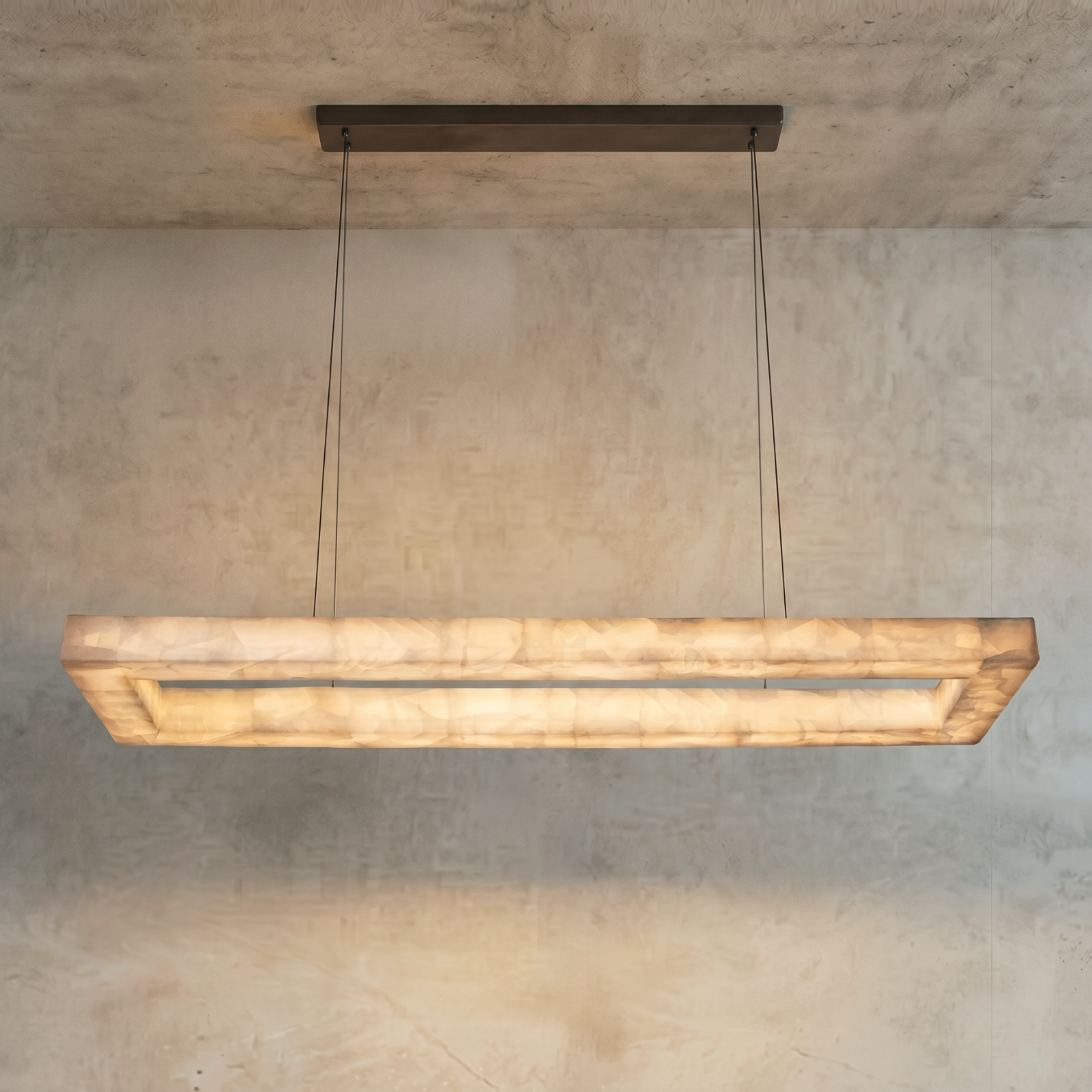 Eudora Alabaster Stone, Large Rectangular Custom Chandelier