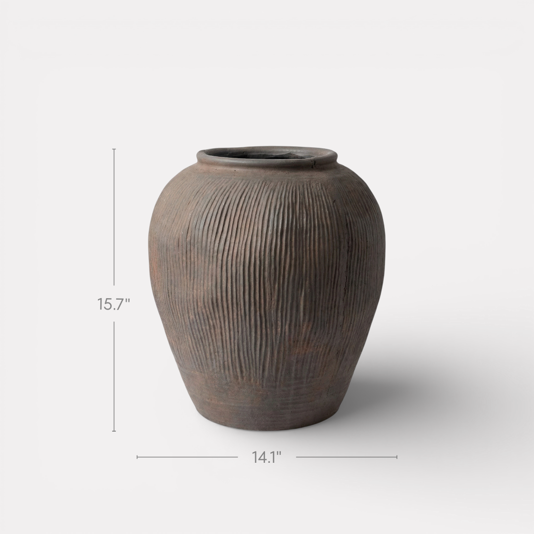 Pompeii Terranova, Fiber Clay Vessel in Antique Umber 14.1"D x 15.7"H