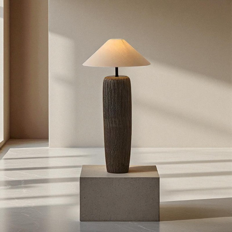 Solenna, Sculpted Ceramic Base with Luxe Woven Fabric Shade, 21.7" D x 43.3" H