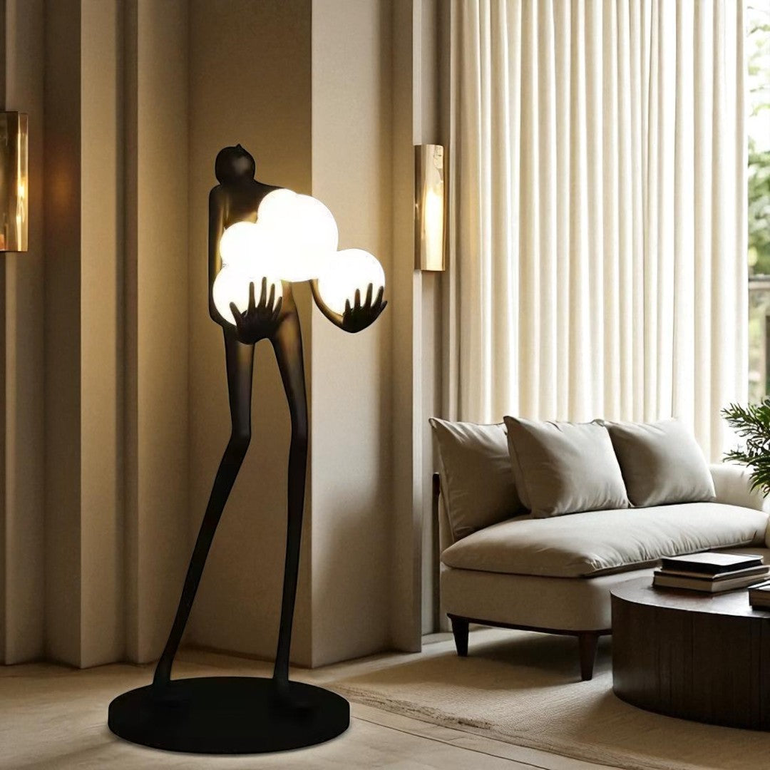 Dario, Sculptural Man, Artistic Floor Lamp 30" D x 86" H