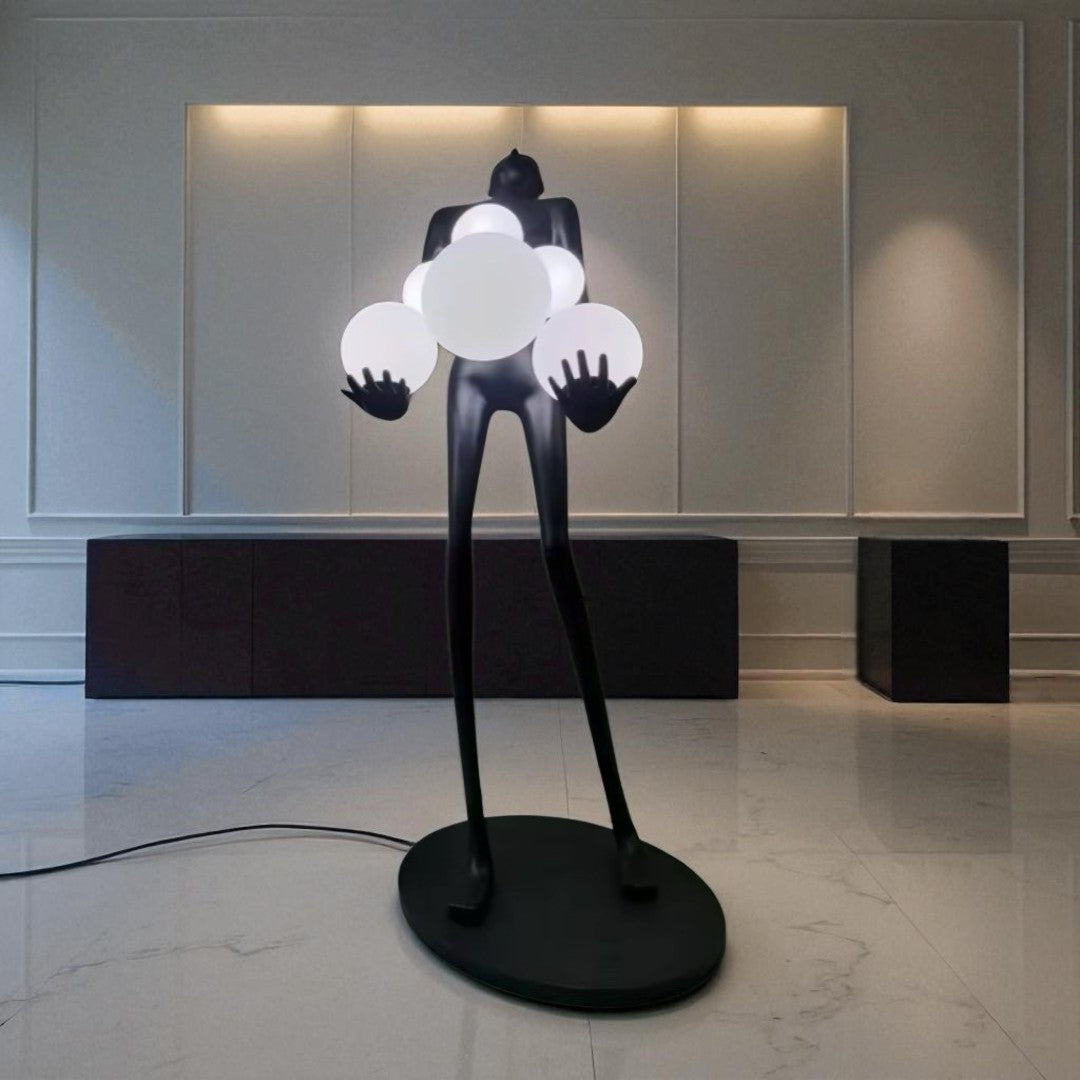 Dario, Sculptural Man, Artistic Floor Lamp 30" D x 86" H