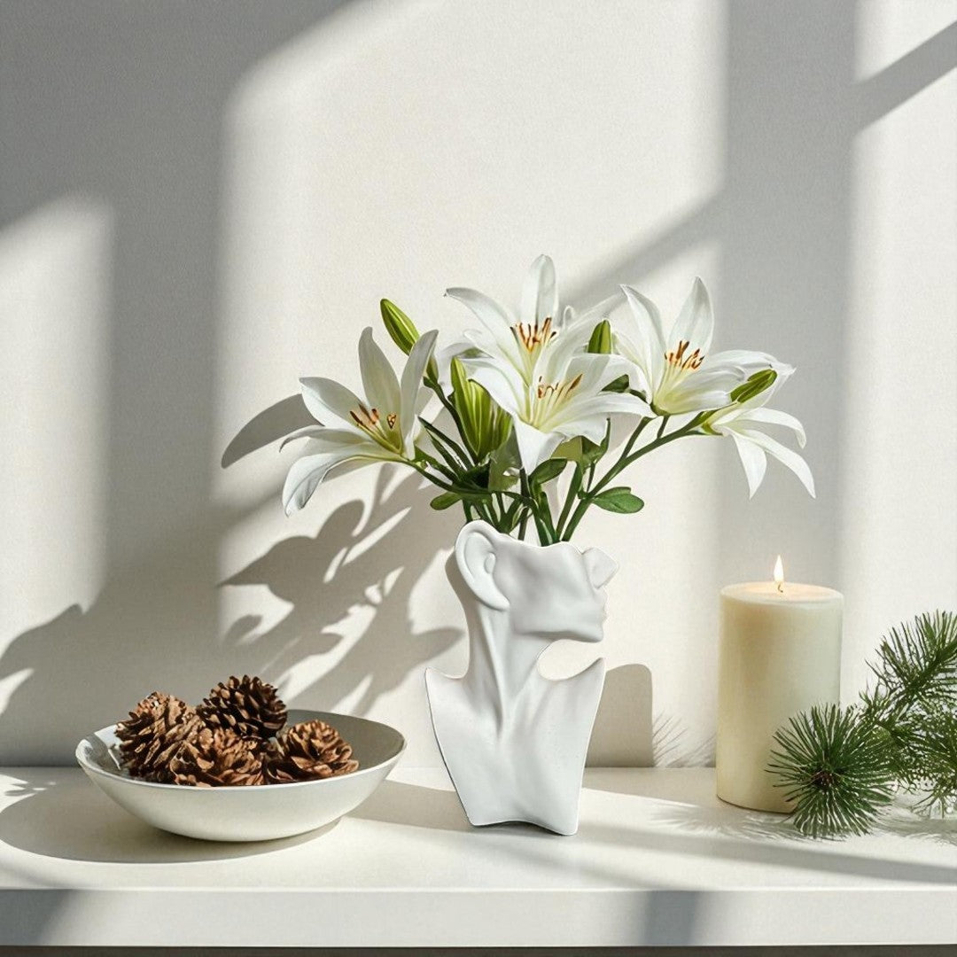 Gaia,Mother Muse Ceramic Vase, 5"L x 7"H