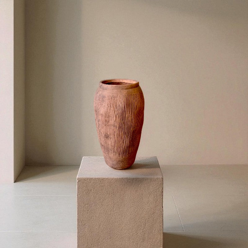 Pompeii Colossus, Fiber Clay Vessel in Burnt Sienna 11"D x 20"H
