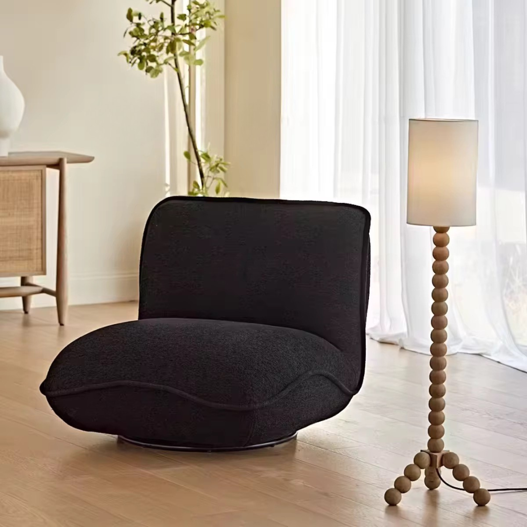 Avalon, Swivel Sofa Lounge Chair in Soft Black, 34”L x 38”W x 30”H