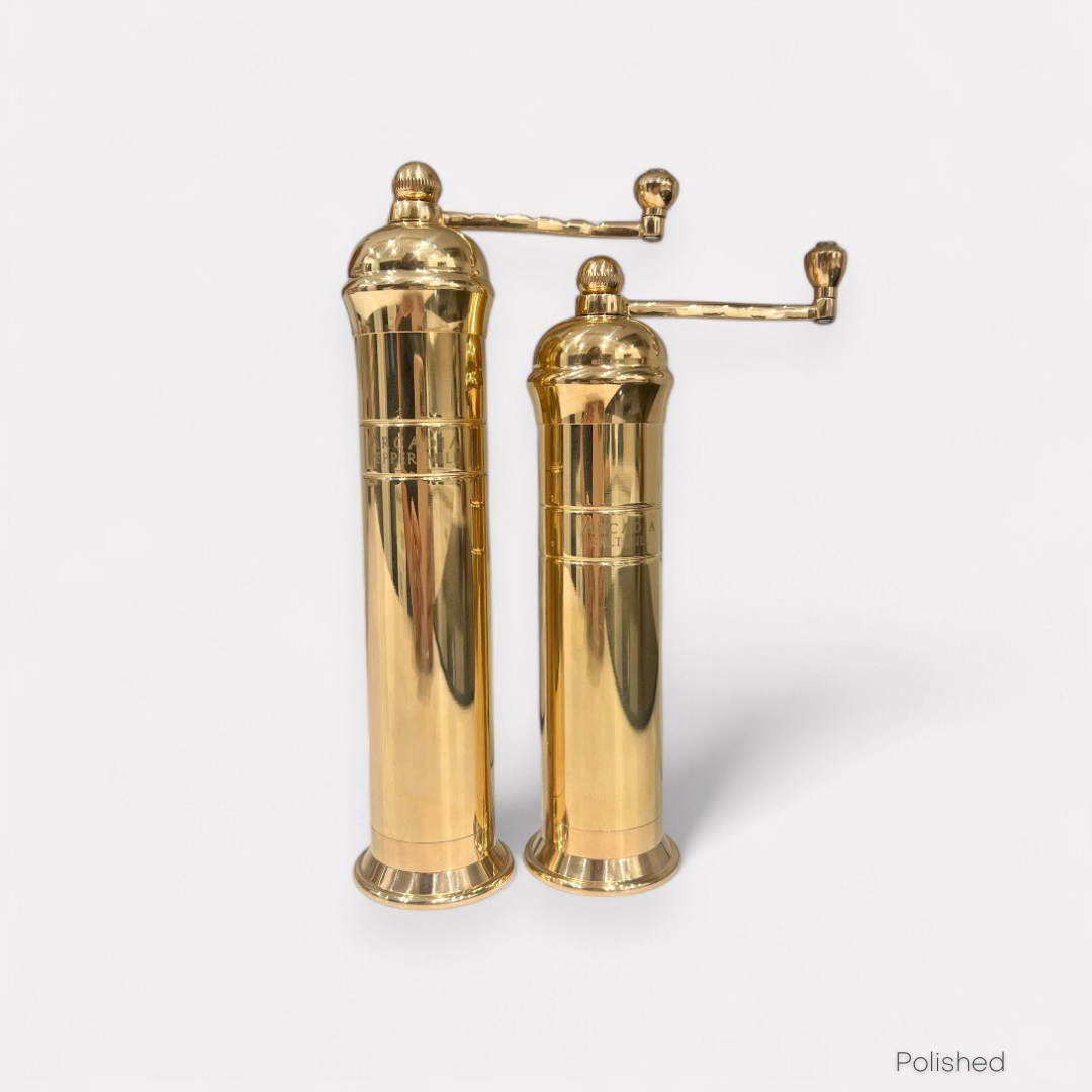 Arcadia, Vintage European Salt & Pepper Mill, Solid Brass, Timeless and Elegant Grinders 2.0