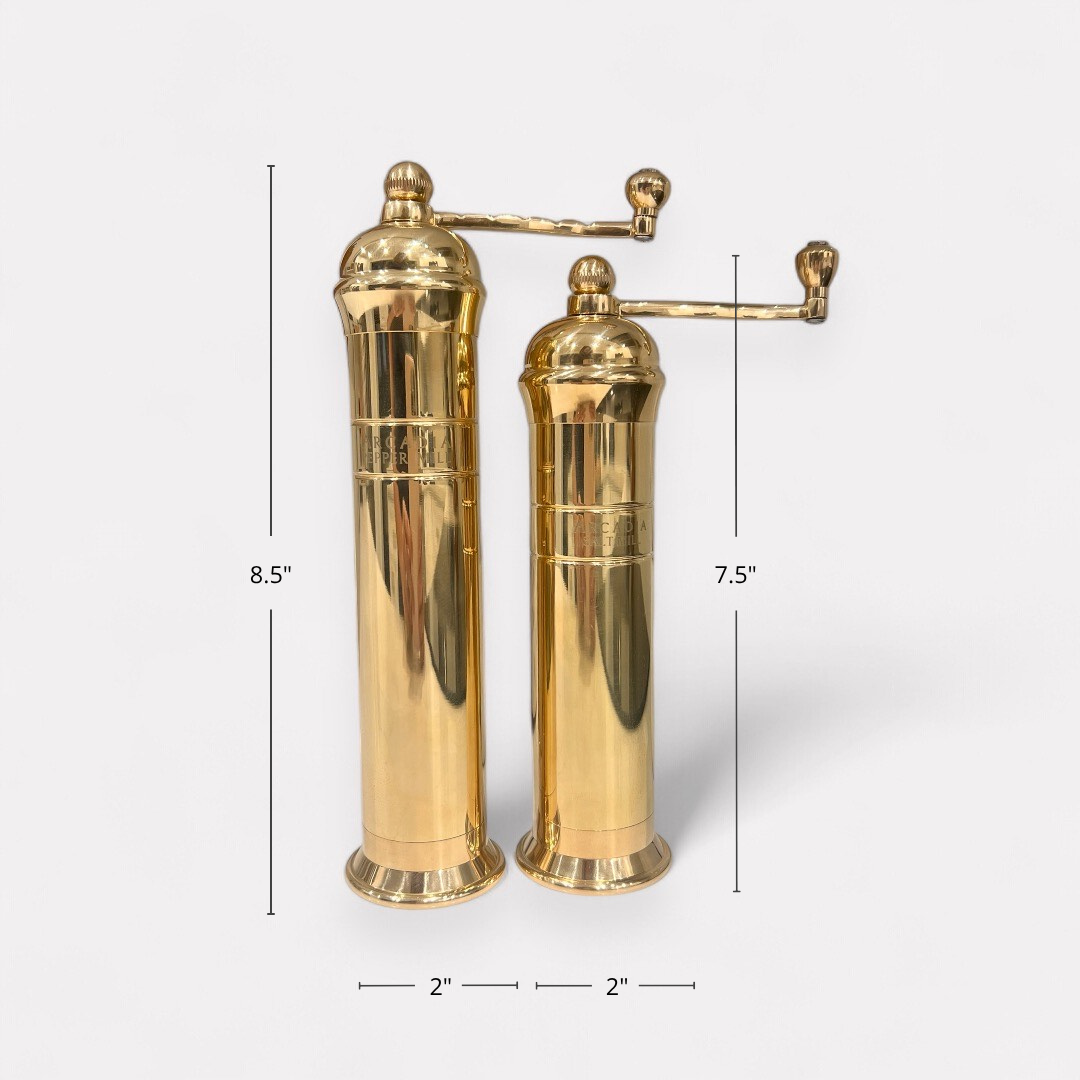 Arcadia, Vintage European Salt & Pepper Mill, Solid Brass, Timeless and Elegant Grinders 2.0