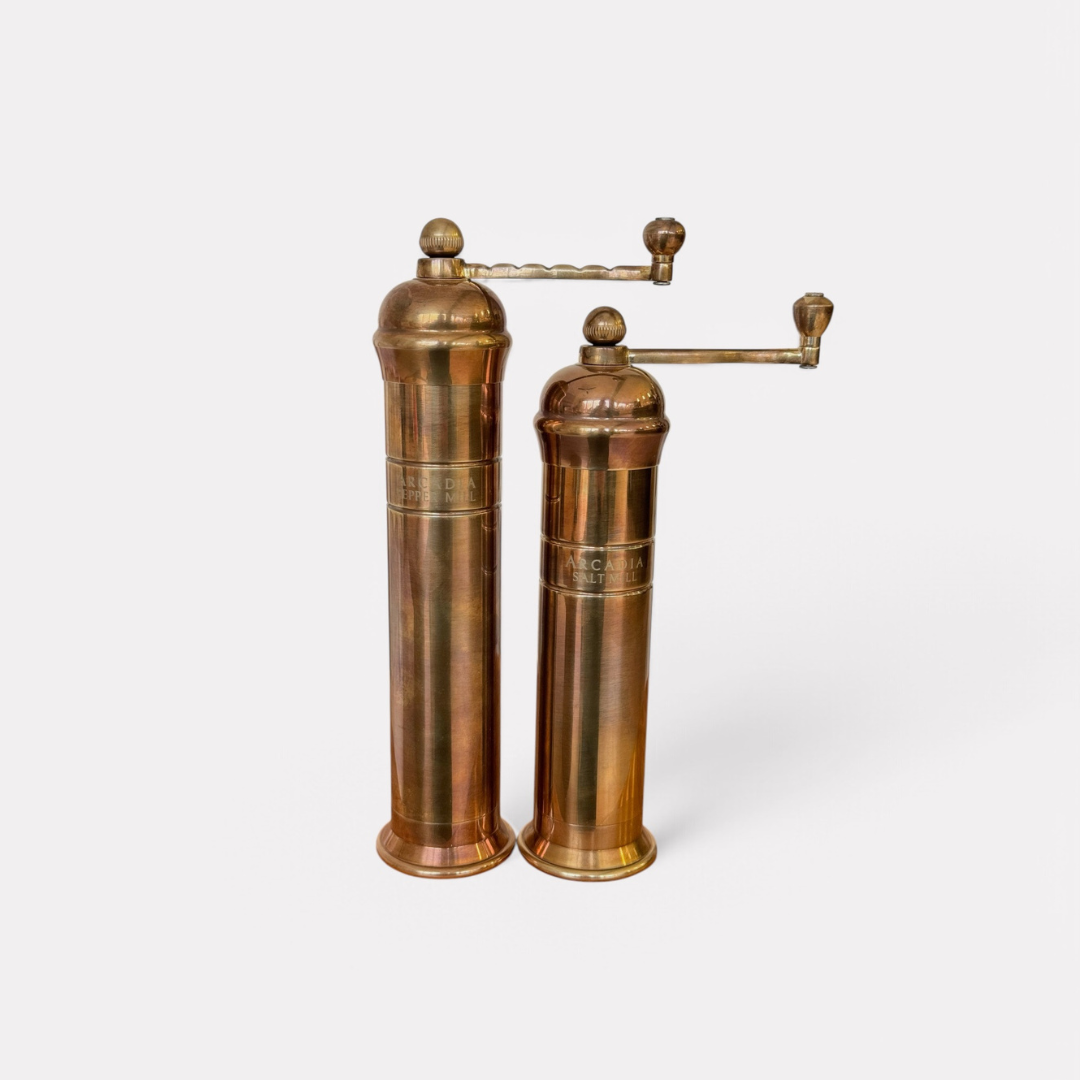 Auric, Vintage European Salt & Pepper Mill, Solid Brass, Timeless and Elegant Grinders