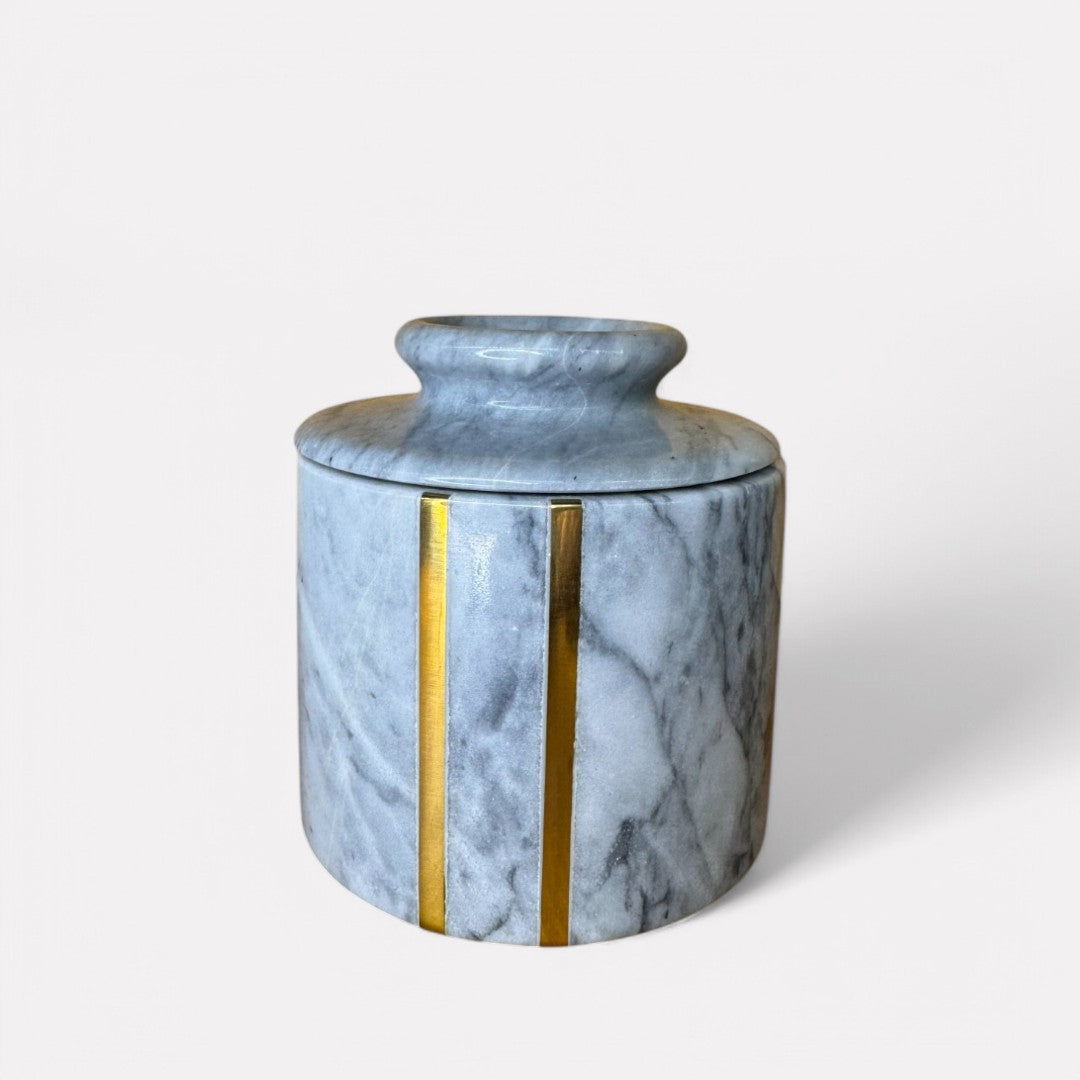 Seraphina Marble Butter Jar, 4"D x 4.5"H
