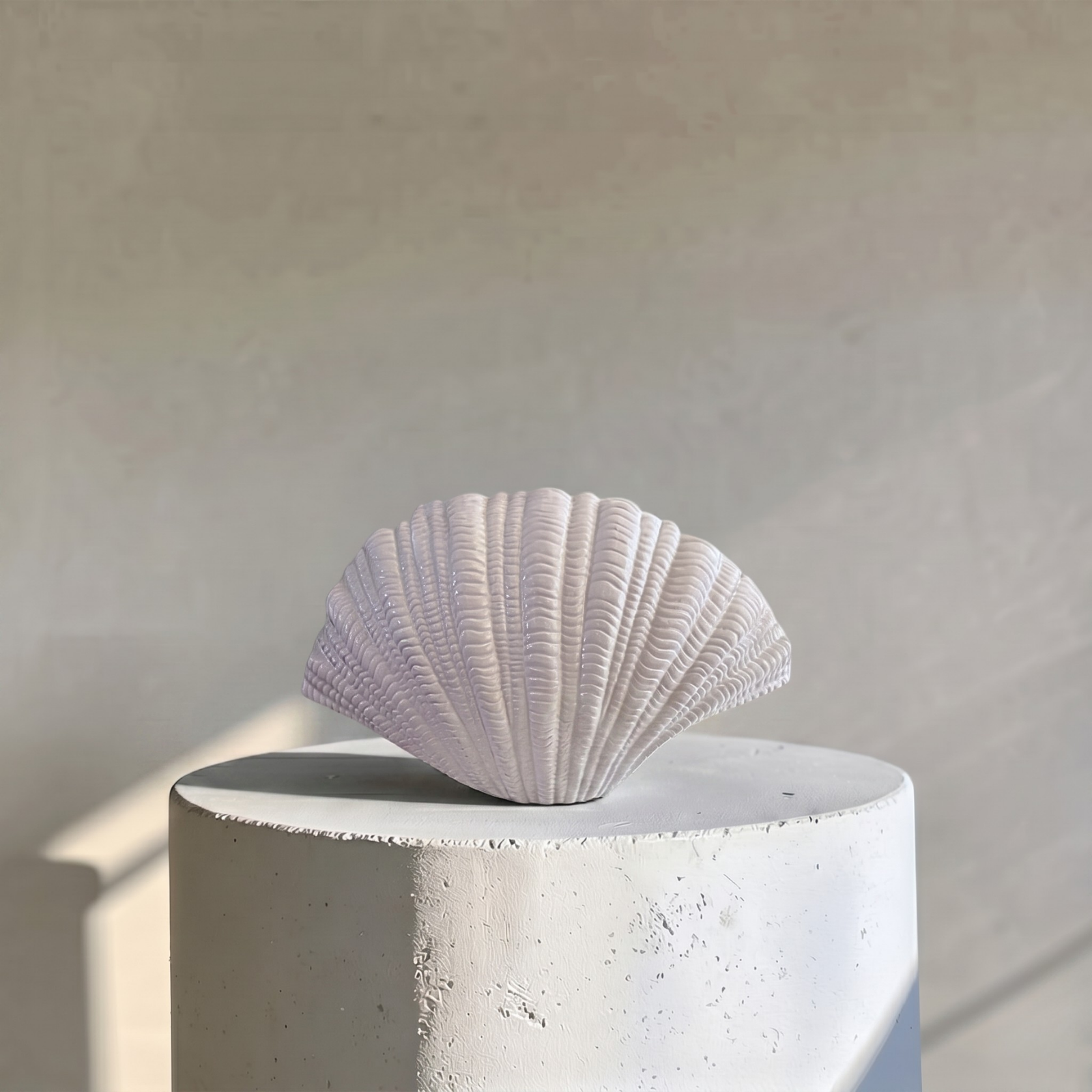 Coraline, Terracotta Vase Hand-painted in Oyster White, 12.2"L x 8.2"H