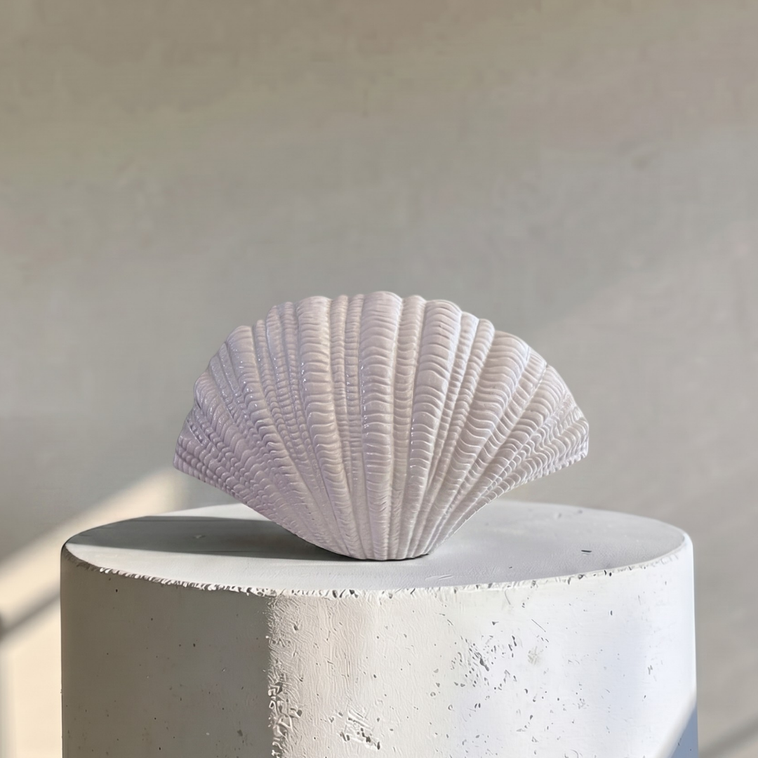 Coraline, Terracotta Vase Hand-painted in Oyster White, 12.2"L x 8.2"H