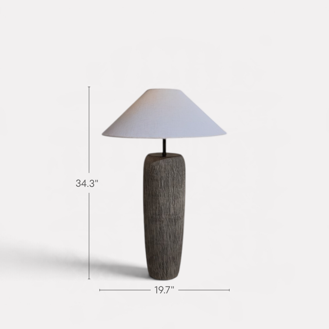 Solenna, Sculpted Ceramic Base with Luxe Woven Fabric Shade