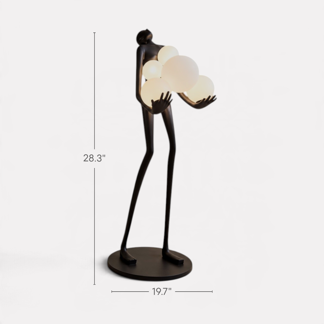 Dario, Sculptural Man, Artistic Floor Lamp 30" D x 86" H