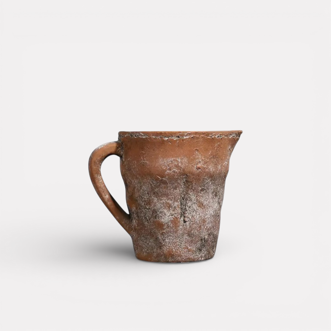 Valencia Carafe-Style Cement Planter, Hand-Painted in Aged White, 8.5"D x 7"H