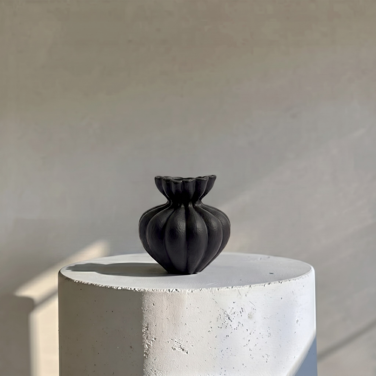 Ember Terra Vase Hand-painted in Jet Black, 8.6"D x 8.6"H