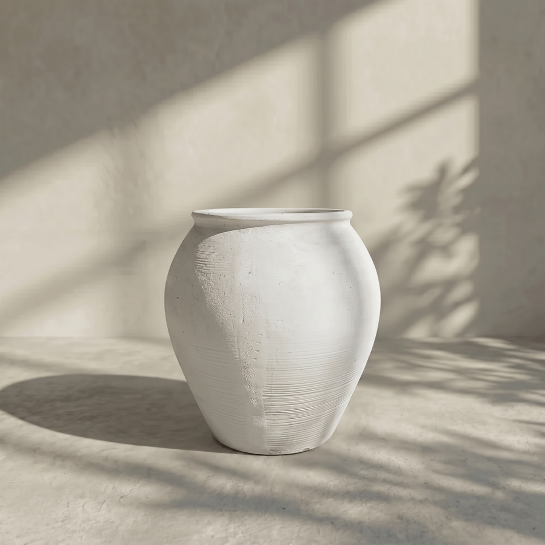 Cyprus XL, Fiber Clay Pot, Hand-painted in Clamshell, 19.6"D x 19.6"H