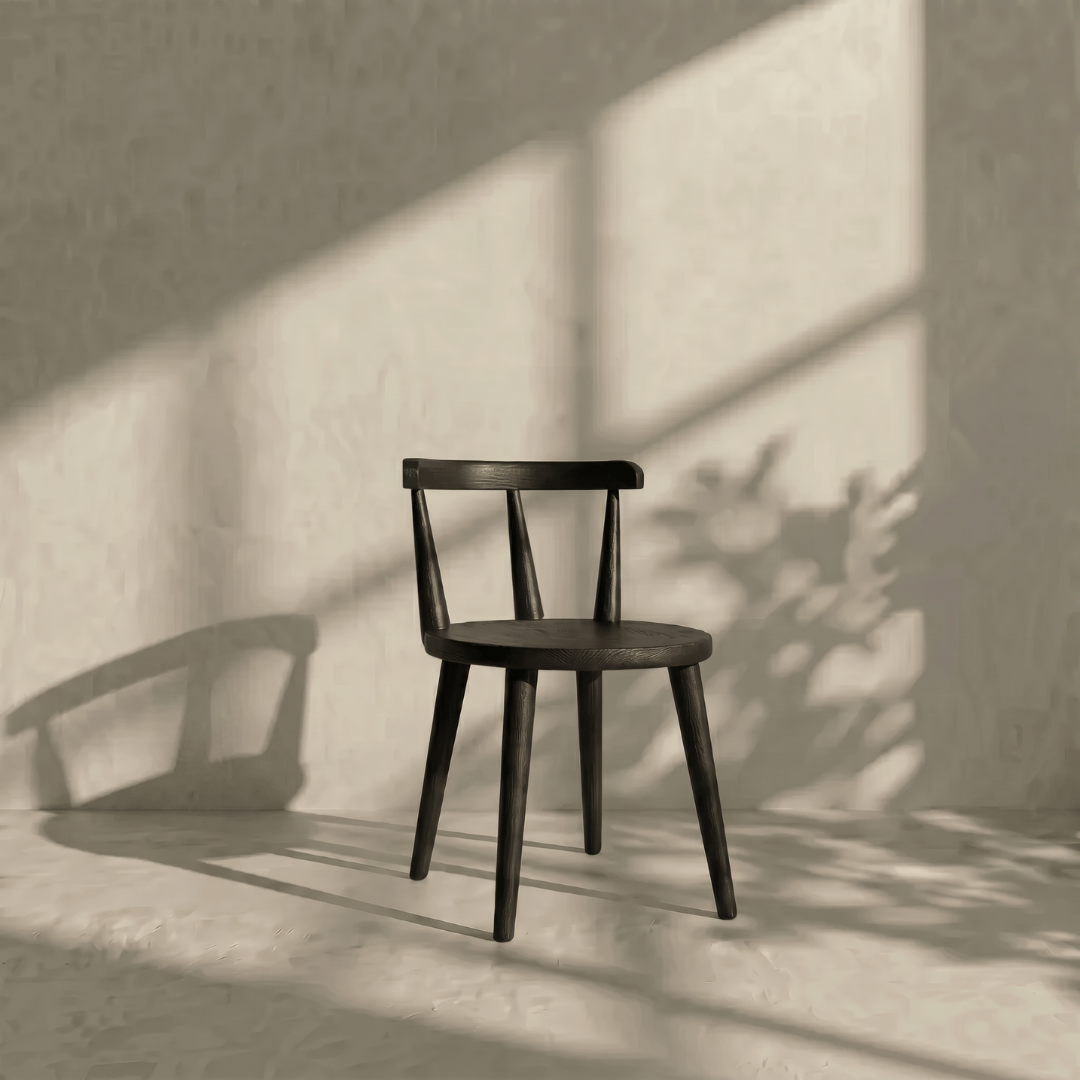Auren, Oak Dining Side Chair in Charred Oak Finish, 22"D x 28"H