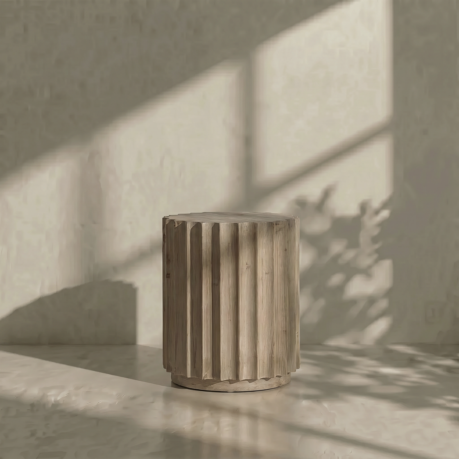 Koros, Recycled Pine Stool, Accent Table in Stonewashed Abalone Finish, 15”D x 16”H