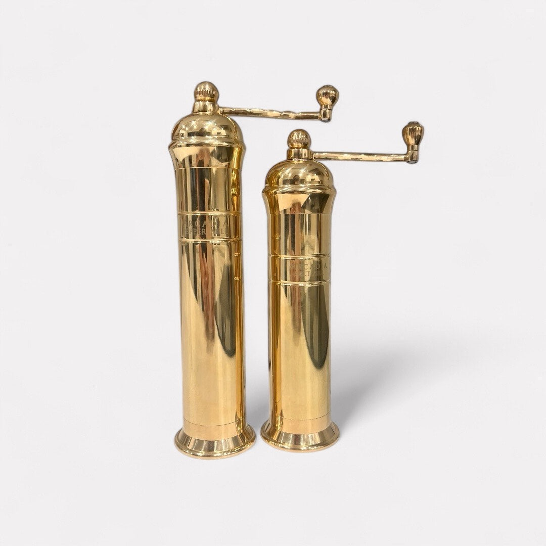 Auric, Vintage European Salt & Pepper Mill, Solid Brass, Timeless and Elegant Grinders