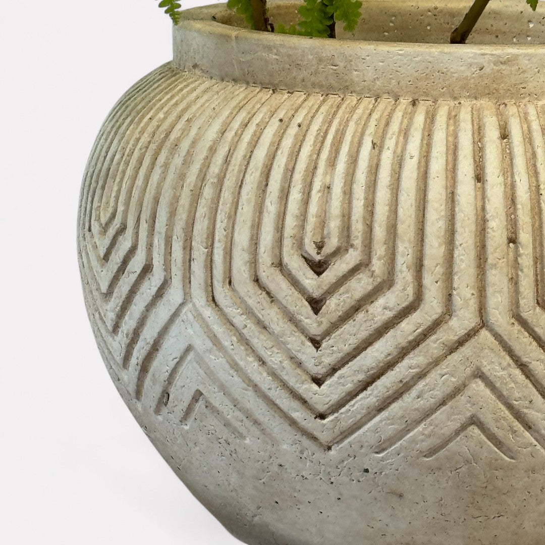 Linden Concrete Vessel in Natural Sandstone, 8"D X 6"H