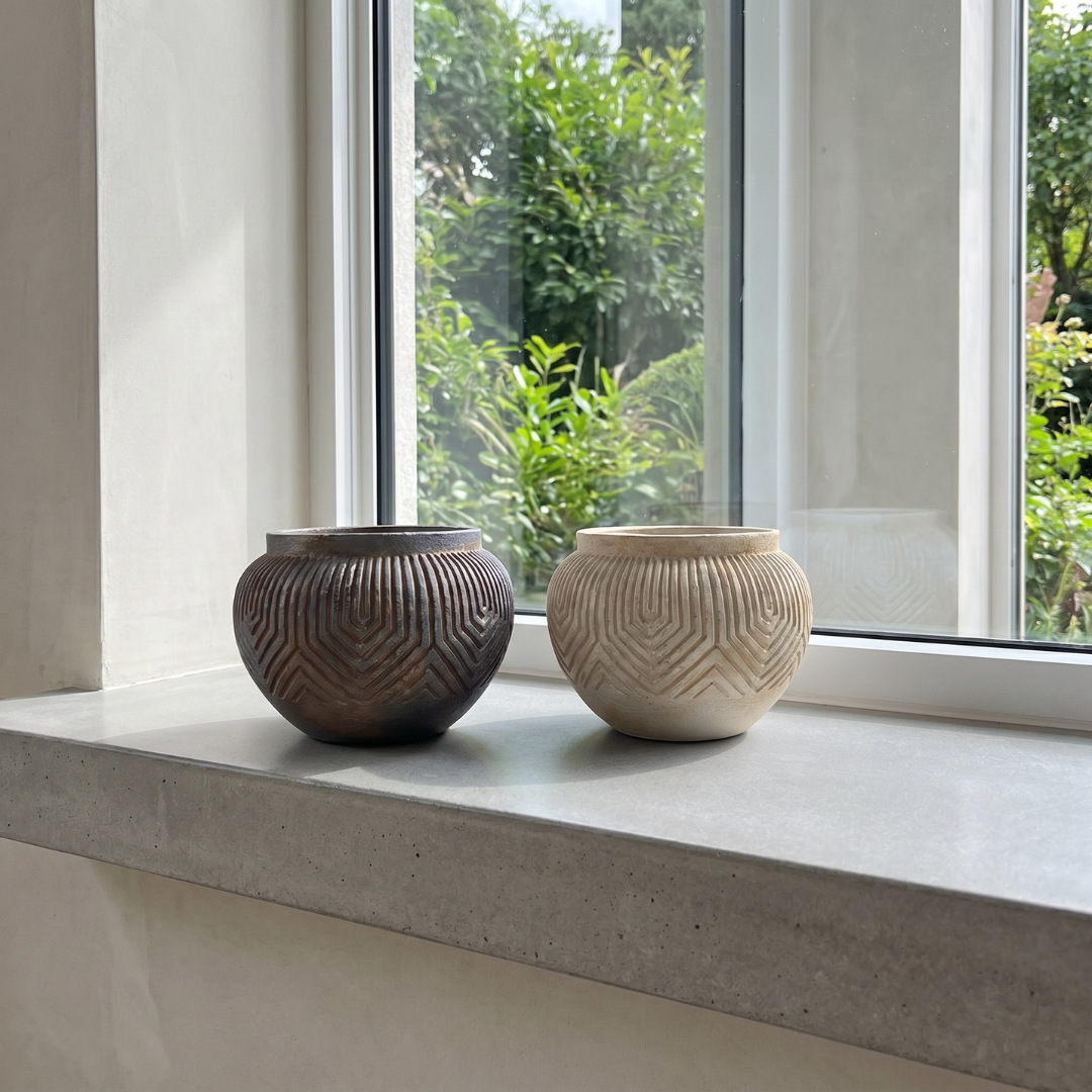 Linden Concrete Vessel, 8"D X 6"H