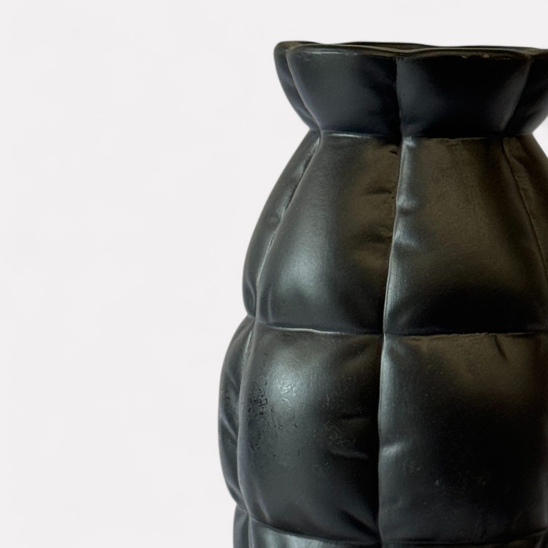 Skylark Terracotta Vase, Hand-painted in Jet Black, 5.5"D x 9"H