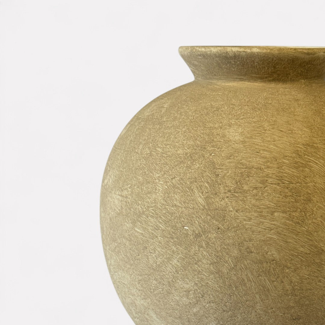 Relic, Terracotta Vessel, Handpainted in Aged Gray, 10.2"D x 10.6"H