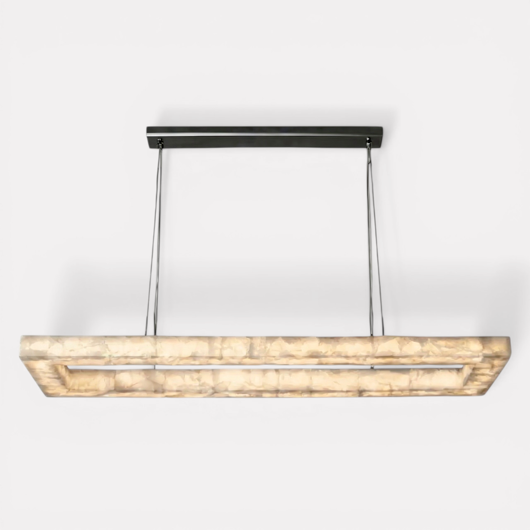 Eudora Alabaster Stone, Large Rectangular Custom Chandelier