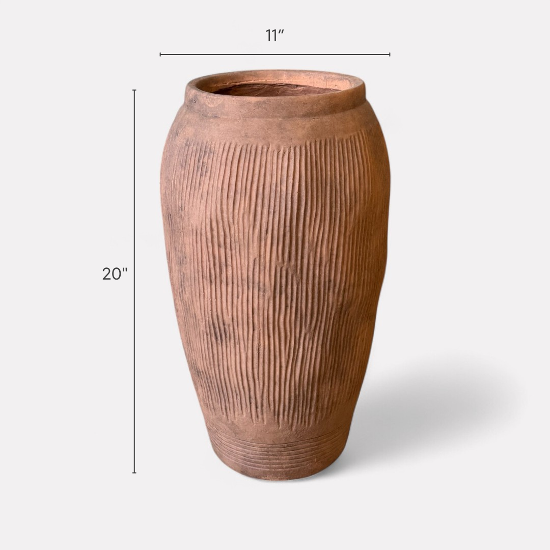 Pompeii Colossus, Fiber Clay Vessel in Burnt Sienna 11"D x 20"H