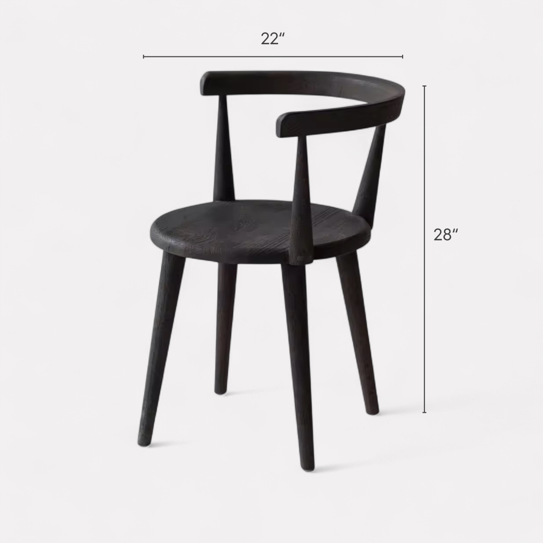 Auren, Oak Dining Side Chair in Charred Oak Finish, 22"D x 28"H
