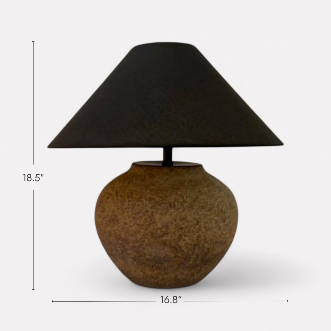 Nysa, Handcrafted Claystone Ceramic Form with Eclipse Weave Fabric Shade, 16.8" D x 18.5" H