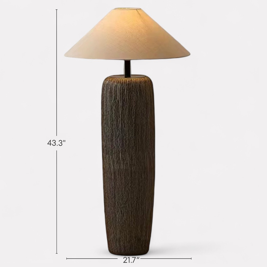 Solenna, Sculpted Ceramic Base with Luxe Woven Fabric Shade, 21.7" D x 43.3" H