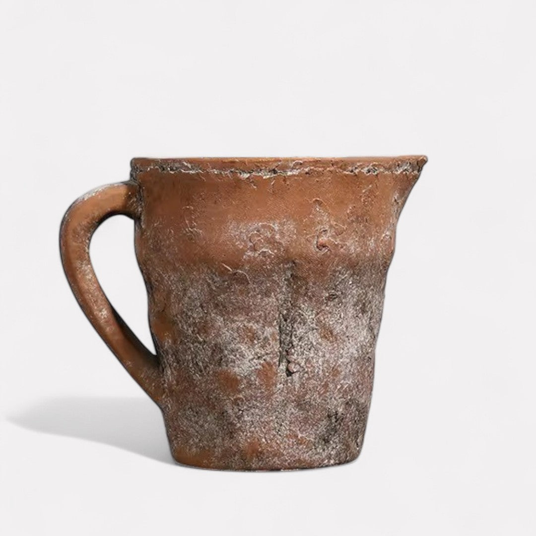 Valencia Carafe-Style Cement Planter, Hand-Painted in Aged Terracotta, 6"D x 8.9"H