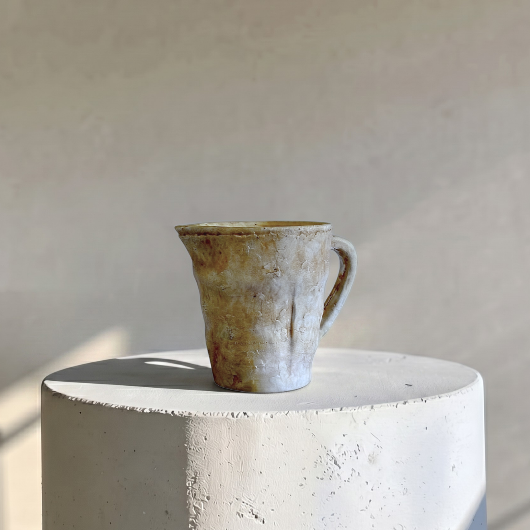 Valencia Carafe-Style Cement Planter, Hand-Painted in Aged White, 8.5"D x 7"H