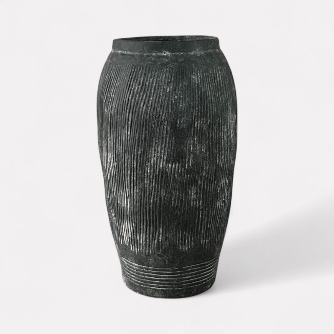 Pompeii Colossus, Fiber Clay Vessel in Weathered Black 11"D x 20"H