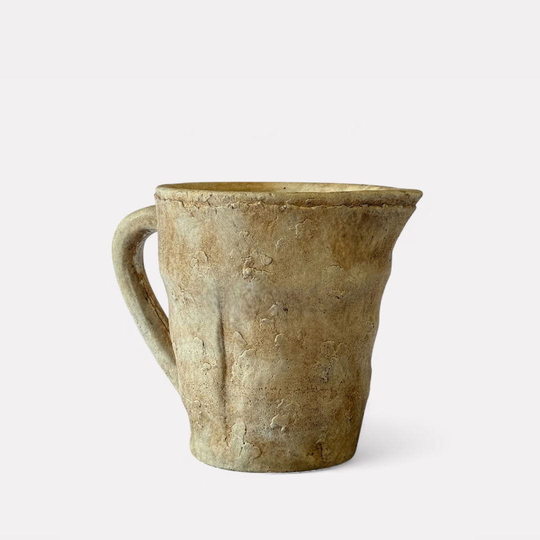 Valencia Carafe-Style Cement Planter, Hand-Painted in Aged White, 6"D x 8.9"H