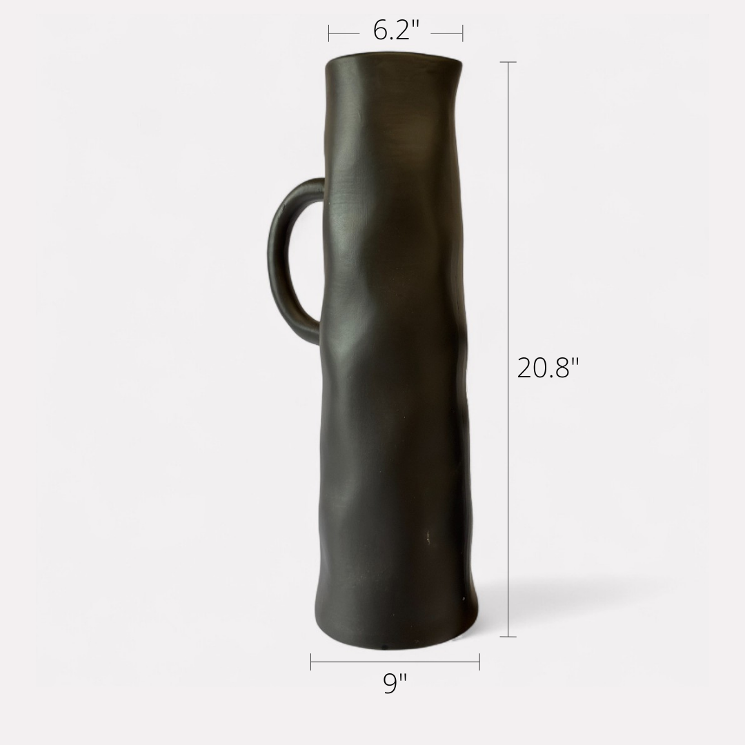 Savannah Pitcher-Style, Terracotta Planter, Handpainted in Jet Black